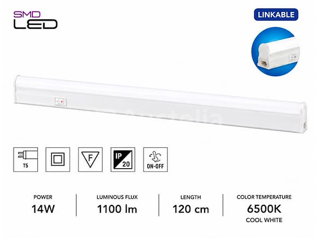 10 x led onderbouw lamp 14w – 6400k koud wit - wit – 120cm – ip20 – sigma-14 - afbeelding 1 van  5