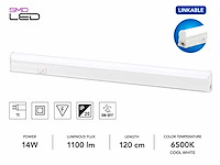 10 x led onderbouw lamp 14w – 6400k koud wit - wit – 120cm – ip20 – sigma-14 - afbeelding 1 van  5