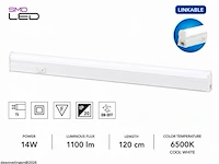 10 x led onderbouw lamp 14w – 6400k koud wit - wit – 120cm – ip20 – sigma-14 - afbeelding 2 van  6