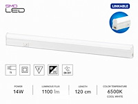10 x led onderbouw lamp 14w – 6400k koud wit - wit – 120cm – ip20 – sigma-14 - afbeelding 2 van  6