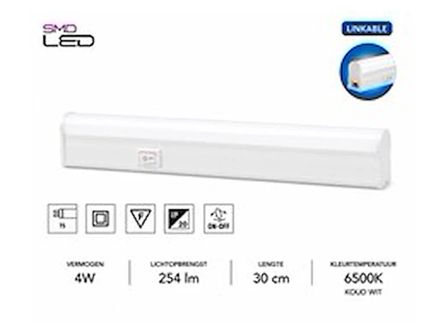 10 x led onderbouw lamp 4w – 6400k koud wit - wit – 30cm – ip20 – sigma-4 - afbeelding 1 van  6