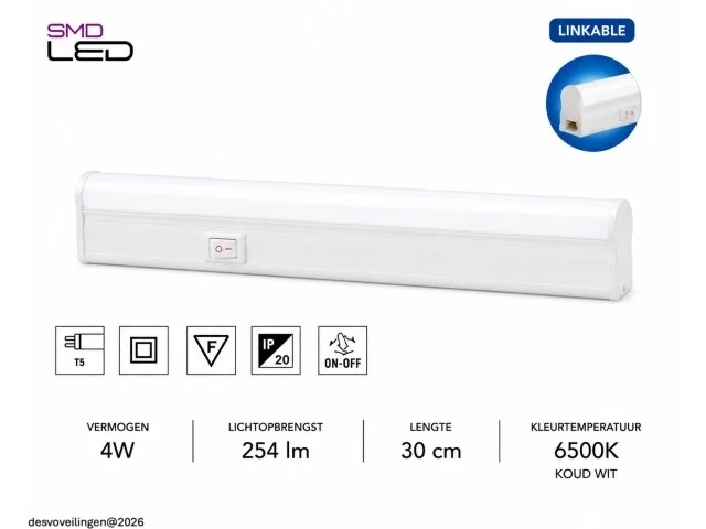 10 x led onderbouw lamp 4w – 6400k koud wit - wit – 30cm – ip20 – sigma-4 - afbeelding 2 van  6