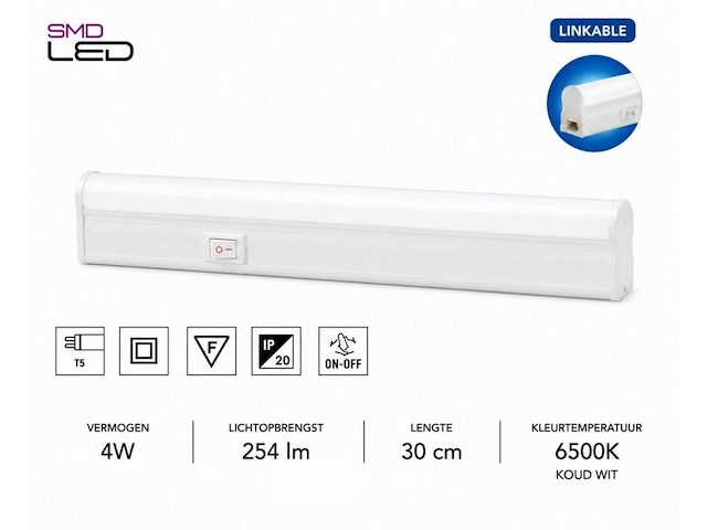 10 x led onderbouw lamp 4w – 6400k koud wit - wit – 30cm – ip20 – sigma-4 - afbeelding 2 van  6