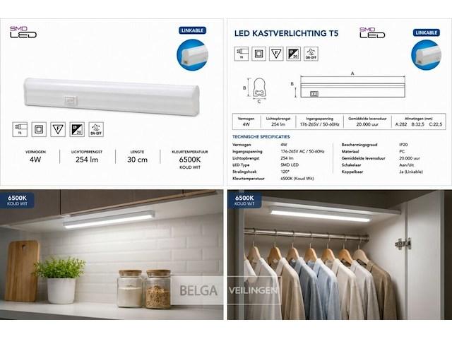10 x led onderbouw lamp 4w – 6400k koud wit - wit – 30cm – ip20 – sigma-4 - afbeelding 6 van  6