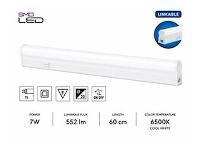 10 x led onderbouw lamp 7w – 6400k koud wit - wit – 60cm – ip20 – sigma-7 - afbeelding 1 van  6