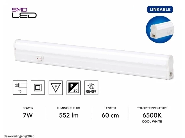 10 x led onderbouw lamp 7w – 6400k koud wit - wit – 60cm – ip20 – sigma-7 - afbeelding 2 van  6