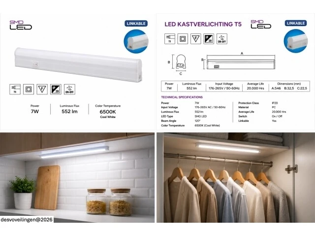 10 x led onderbouw lamp 7w – 6400k koud wit - wit – 60cm – ip20 – sigma-7 - afbeelding 6 van  6
