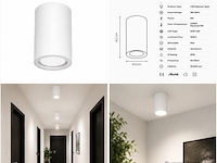 10 x led opbouw spot 5w – 4200k neutraal wit - wit – ip20 – sandra-5/xl - afbeelding 2 van  5