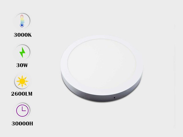 10 x led paneel – rond opbouw – 30w – 3000k warm wit – ip20 - afbeelding 2 van  5