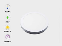 10 x led paneel – rond opbouw – 30w – 3000k warm wit – ip20 - afbeelding 2 van  5