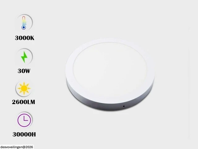 10 x led paneel – rond opbouw – 30w – 3000k warm wit – ip20 - afbeelding 3 van  6