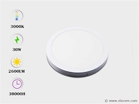 10 x led paneel – rond opbouw – 30w – 3000k warm wit – ip20 - afbeelding 2 van  5