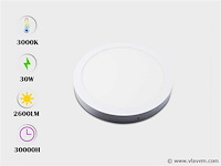 10 x led paneel – rond opbouw – 30w – 3000k warm wit – ip20 - afbeelding 2 van  5