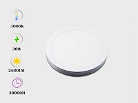 10 x led paneel – rond opbouw – 30w – 3000k warm wit – ip20 - afbeelding 2 van  5