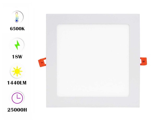 10 x led paneel – vierkant inbouw – 18w – 6500k koud wit – ip20 - afbeelding 1 van  2
