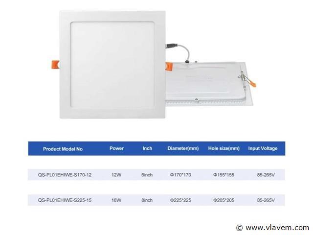 10 x led paneel – vierkant inbouw – 18w – 6500k koud wit – ip20 - afbeelding 4 van  4