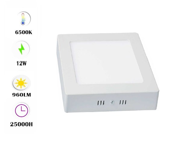 10 x led paneel – vierkant opbouw – 12w – 6500k koud wit – ip20 - afbeelding 1 van  4