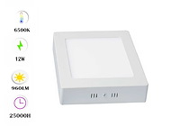 10 x led paneel – vierkant opbouw – 12w – 6500k koud wit – ip20 - afbeelding 1 van  4
