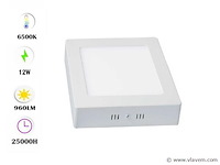 10 x led paneel – vierkant opbouw – 12w – 6500k koud wit – ip20 - afbeelding 1 van  4