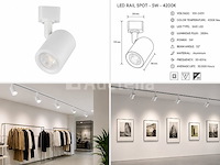 10 x led rail spot 5w – 4200k neutraal wit - wit – ip20 – arizona-5