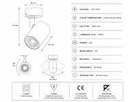 10 x led rail spot 5w – 4200k neutraal wit - wit – ip20 – arizona-5 - afbeelding 4 van  5