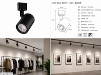 10 x led rail spot 5w – 4200k neutraal wit - zwart – ip20 – arizona-5 - afbeelding 6 van  6