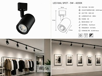 10 x led rail spot 5w – 4200k neutraal wit - zwart – ip20 – arizona-5 - afbeelding 6 van  6