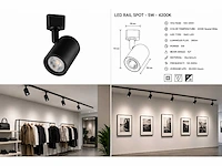 10 x led rail spot 5w – 4200k neutraal wit - zwart – ip20 – arizona-5 - afbeelding 5 van  5