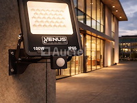 10 x led schijnwerper 100w met bewegingssensor – 4000k neutraal wit – ip65 – flag-100 - afbeelding 2 van  5