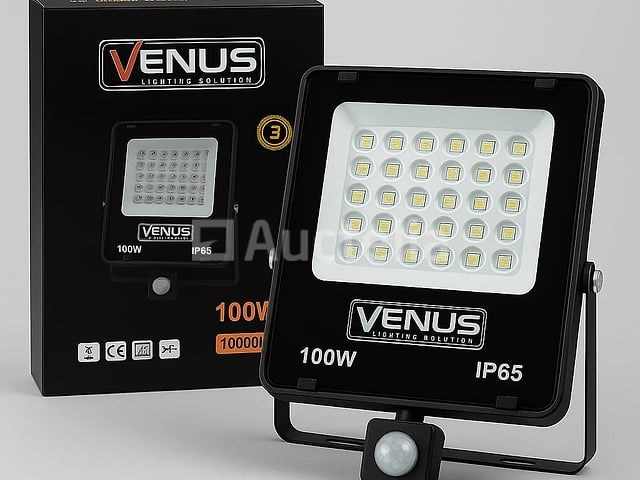 10 x led schijnwerper 100w met bewegingssensor – 4000k neutraal wit – ip65 – flag-100 - afbeelding 3 van  5