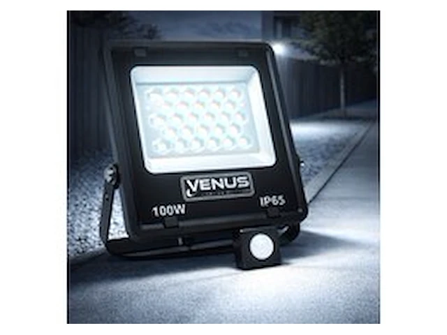 10 x led schijnwerper 100w met bewegingssensor – 6500k koud wit – ip65 – flag-100 - afbeelding 1 van  6