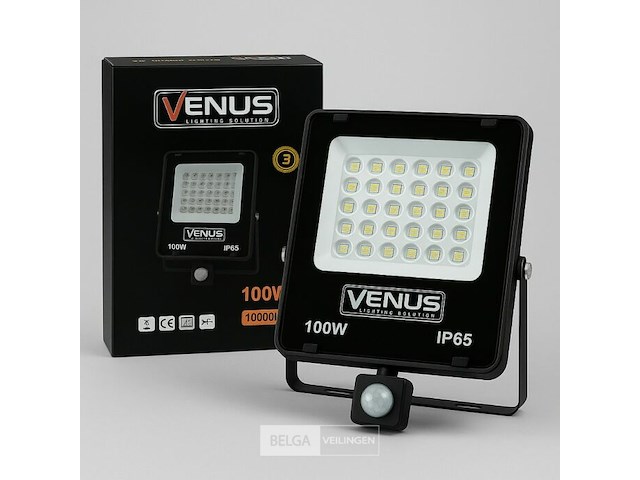 10 x led schijnwerper 100w met bewegingssensor – 6500k koud wit – ip65 – flag-100 - afbeelding 3 van  6