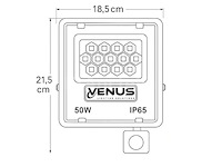 10 x led schijnwerper 50w met bewegingssensor – 4000k neutraal wit – ip65 – flag-50 - afbeelding 4 van  5