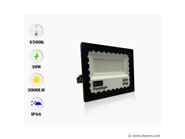 10 x led schijnwerper mini 30w – 6500k koud wit – ip65 – minions-30 - afbeelding 4 van  5