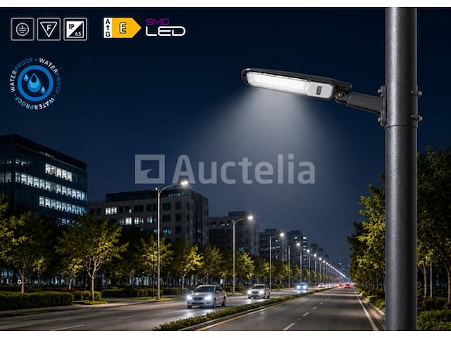 10 x led straatlamp 30w – 6400k koud wit - grijs – ip65 – florida-30 - afbeelding 1 van  5