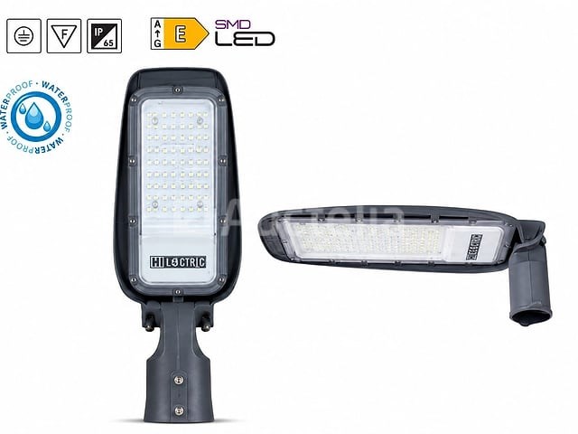 10 x led straatlamp 30w – 6400k koud wit - grijs – ip65 – florida-30 - afbeelding 3 van  5
