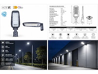 10 x led straatlamp 30w – 6400k koud wit - grijs – ip65 – florida-30 - afbeelding 2 van  2