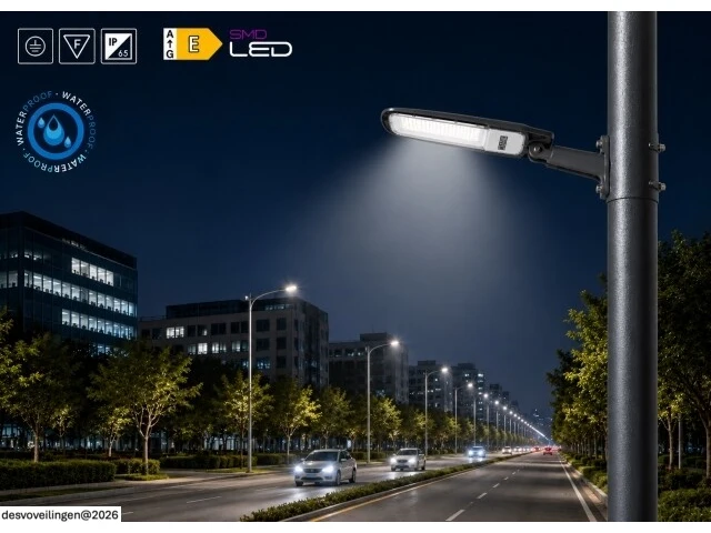 10 x led straatlamp 30w – 6400k koud wit - grijs – ip65 – florida-30 - afbeelding 3 van  6