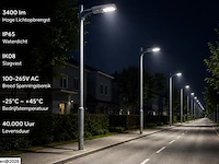 10 x led straatlamp 30w – 6400k koud wit - grijs – ip65 – florida-30 - afbeelding 4 van  6