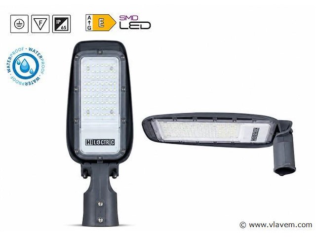 10 x led straatlamp 30w – 6400k koud wit - grijs – ip65 – florida-30 - afbeelding 1 van  5