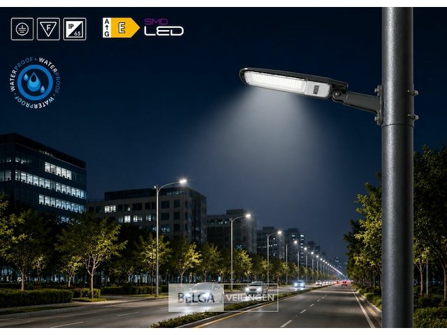 10 x led straatlamp 30w – 6400k koud wit - grijs – ip65 – florida-30 - afbeelding 3 van  6