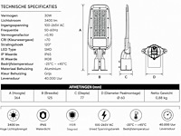 10 x led straatlamp 30w – 6400k koud wit - grijs – ip65 – florida-30 - afbeelding 5 van  6