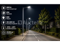 10 x led straatlamp 50w – 6400k koud wit - grijs – ip65 – florida-50 - afbeelding 2 van  5