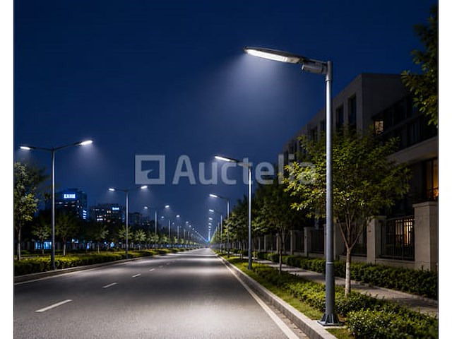 10 x led straatlamp 50w – 6400k koud wit - grijs – ip65 – florida-50 - afbeelding 3 van  5