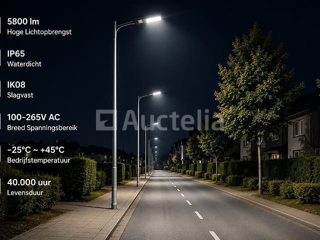 10 x led straatlamp 50w – 6400k koud wit - grijs – ip65 – florida-50 - afbeelding 2 van  5