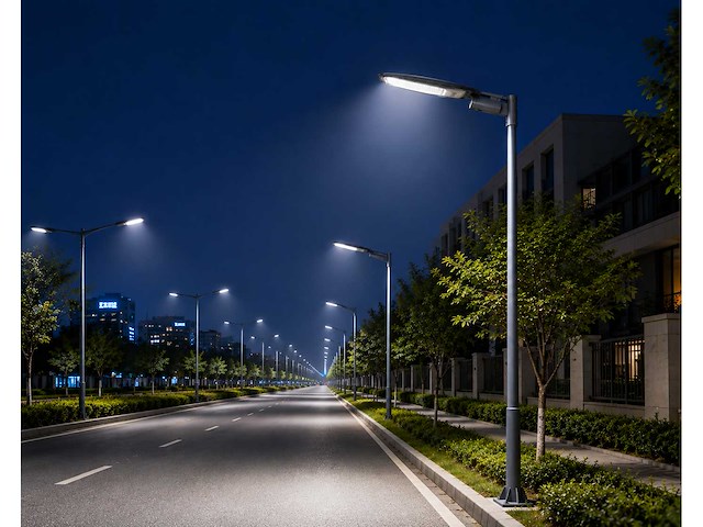 10 x led straatlamp 50w – 6400k koud wit - grijs – ip65 – florida-50 - afbeelding 2 van  5