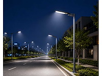 10 x led straatlamp 50w – 6400k koud wit - grijs – ip65 – florida-50 - afbeelding 2 van  5