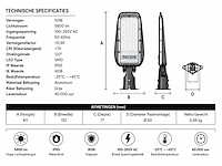 10 x led straatlamp 50w – 6400k koud wit - grijs – ip65 – florida-50 - afbeelding 4 van  5