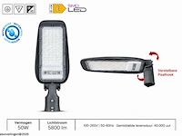10 x led straatlamp 50w – 6400k koud wit - grijs – ip65 – florida-50 - afbeelding 2 van  6