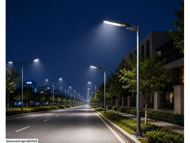 10 x led straatlamp 50w – 6400k koud wit - grijs – ip65 – florida-50 - afbeelding 3 van  6